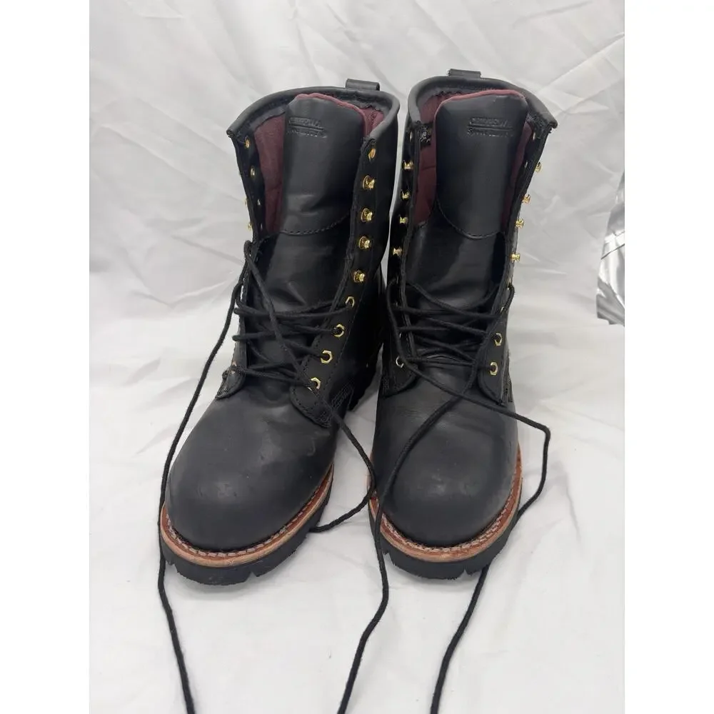 Chippewa Baldor 8in Logger Work Boot Leather Black Oiled 9W
